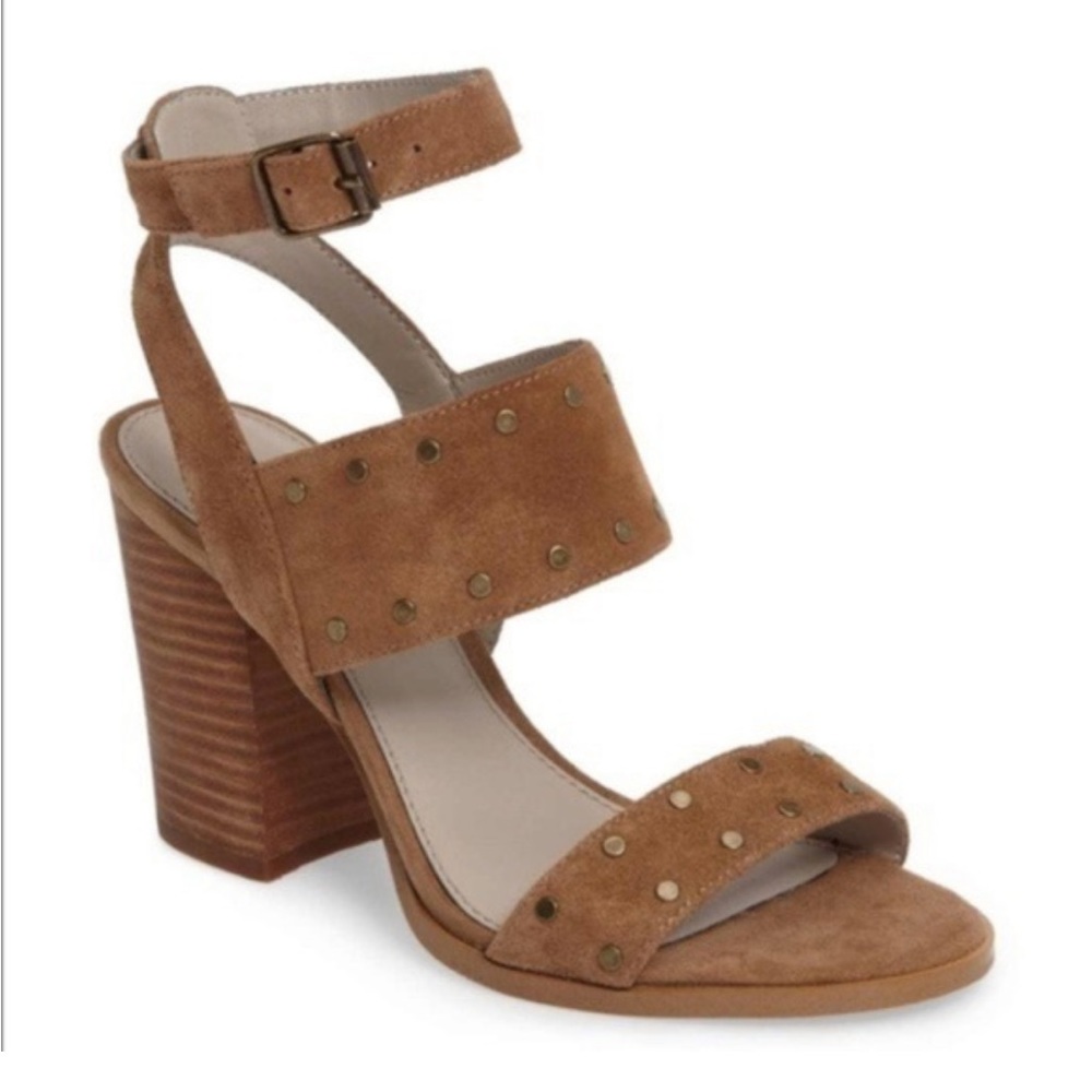Hinge suede high heels
